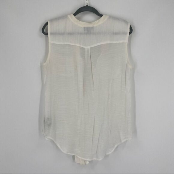 AB Studio Women’s Sleeveless Button Front White Sheer Blouse size L - Picture 5 of 6